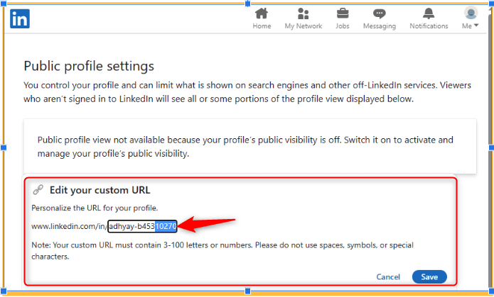 Edit your LinkedIn public profile URL