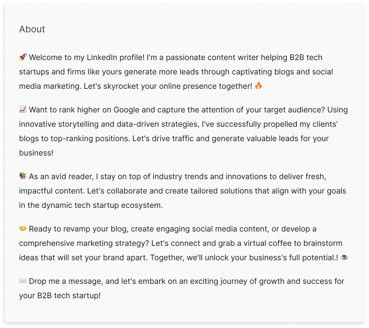 linkedin summary