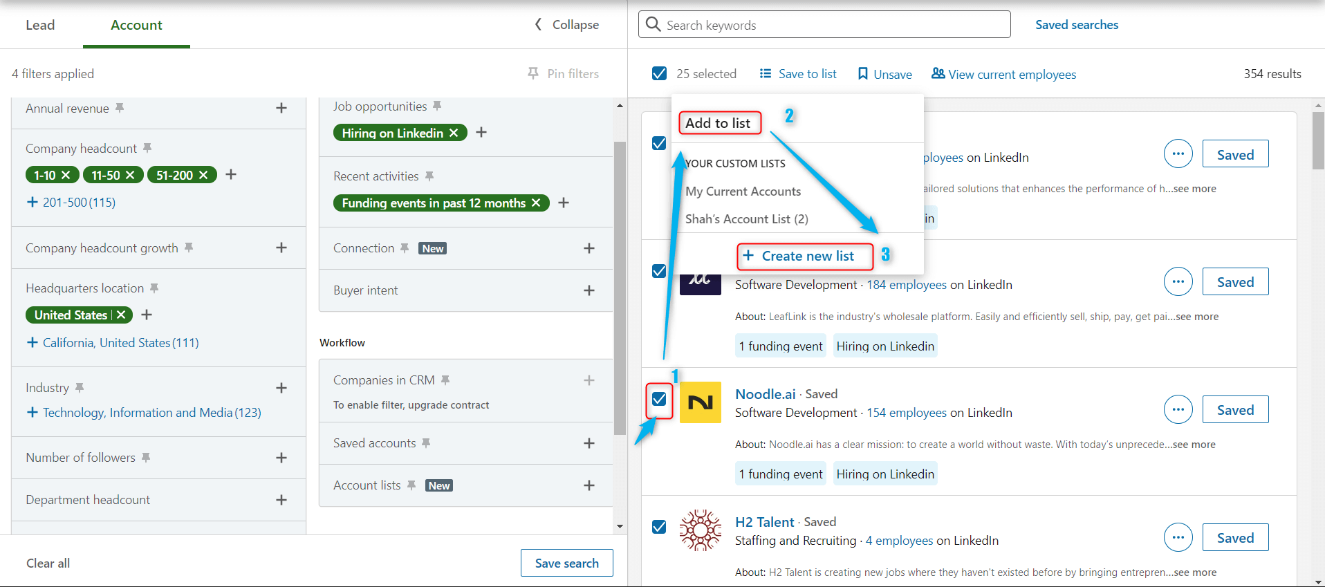 linkedin sales navigator search